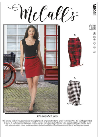 M8051 Mccalls 8051 Pencil Skirt Uncut Sewing Pattern, sizes 6, 8, 10, 12, 14, 16, 18, 20, 22