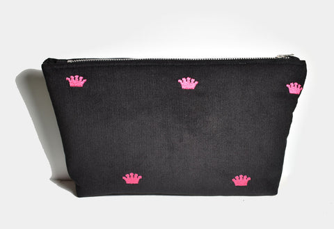 Crowns in Black Cosmetic Bag