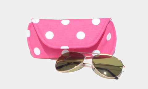 Polka Dot Medium Sunglass Case in Hot Pink