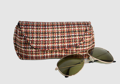 Red Plaid Medium Sunglass Case