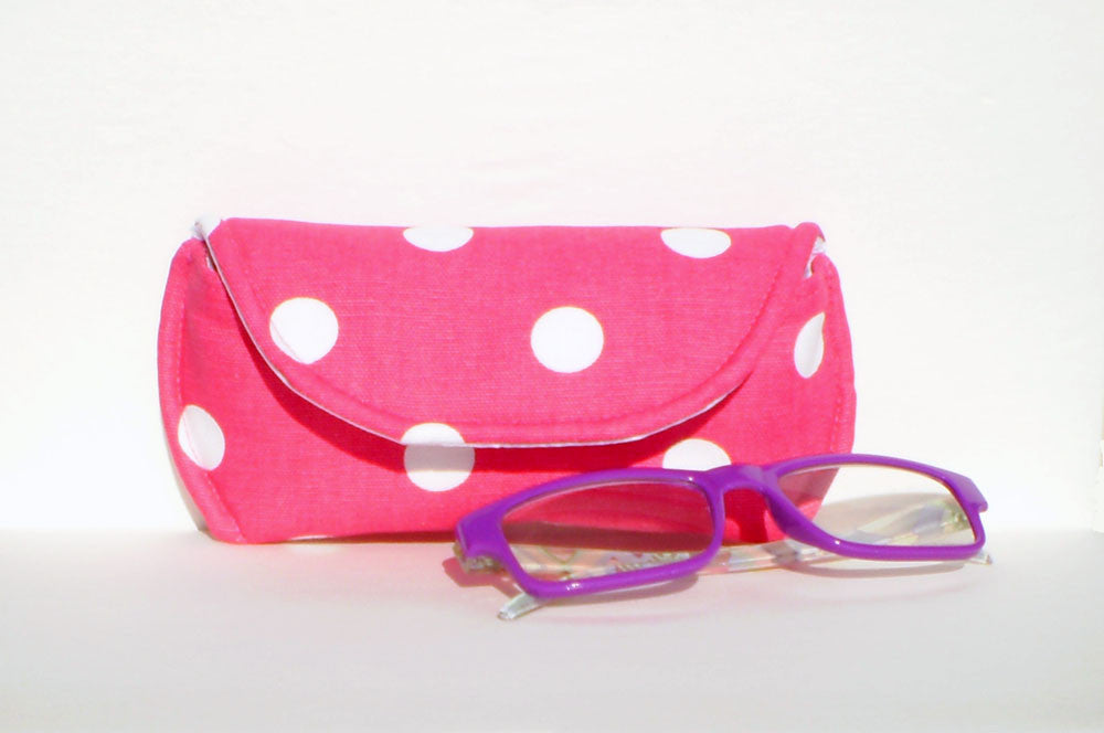 Polka Dot Reading Glasses Case in Hot Pink