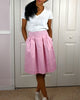 Spring Pink Pleated A-line Skirt