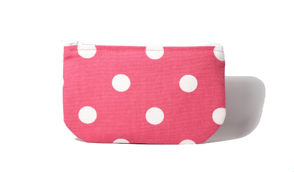 Polka Dot Small Cosmetic Case in Hot Pink