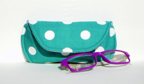 Polka Dot Reading Glasses Case in Turquoise